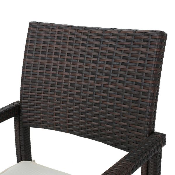 English Elm Christopher Knight Home® - RHODE Brown Wicker Dining Chair Set of 2 with Water-Resistant Cushions, Durable Patio Armchairs for Hosting 60009.00WHI