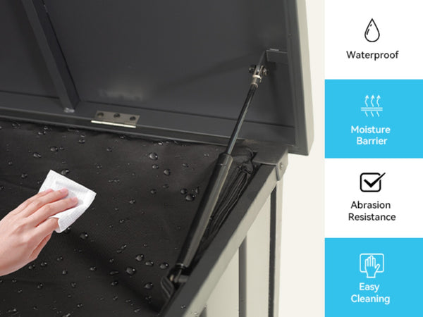 English Elm Outdoor Storage Box - 100 Gallon Waterproof Metal Deck Box With Lock, Wheels & Oxford Fabric Bag W1859P352905-GIGA