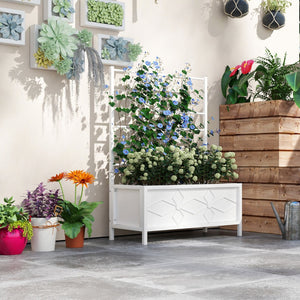 English Elm Outsunny Galvanized Steel Raised Planter with Built-in Trellis for Vertical Garden Growth W2225P485616
