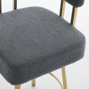 English Elm Ts Teddy Fleece Accent Chair Set of Two with Gold Square Legs for Glam Modern Spaces Gray W2311P412752