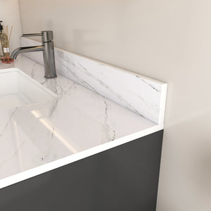 English Elm 43 Inch Marble Vanity Top - Elegant Bianco Carrara Venato With Undermount Sink & Pre-Drilled Faucet W2700P194076