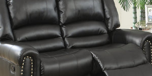 English Elm Plush Power Reclining Loveseat Bonded Leather Nailhead Trim Usb Port Seating B011P467627
