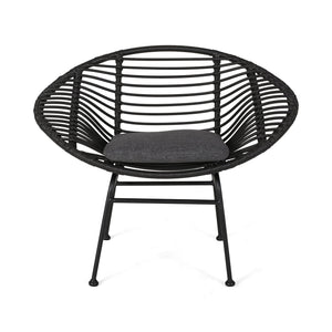 English Elm Christopher Knight Home® - SAN ANTONIO CHAIR Grey Woven Polyethylene Rattan Set of 2 with Water-Resistant Cushions & Steel Frame Modern Design 65039.00GRY