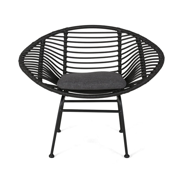 English Elm Christopher Knight Home® - SAN ANTONIO CHAIR Grey Woven Polyethylene Rattan Set of 2 with Water-Resistant Cushions & Steel Frame Modern Design 65039.00GRY