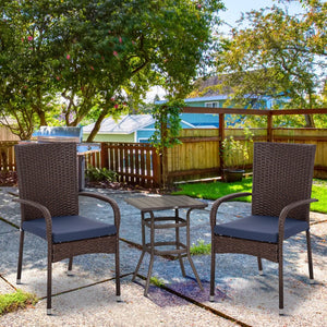 English Elm Outsunny Stackable Pe Rattan Outdoor Dining Chairs, Set Of 2 With Cushions For Stylish Patios W2225P200715-GIGA
