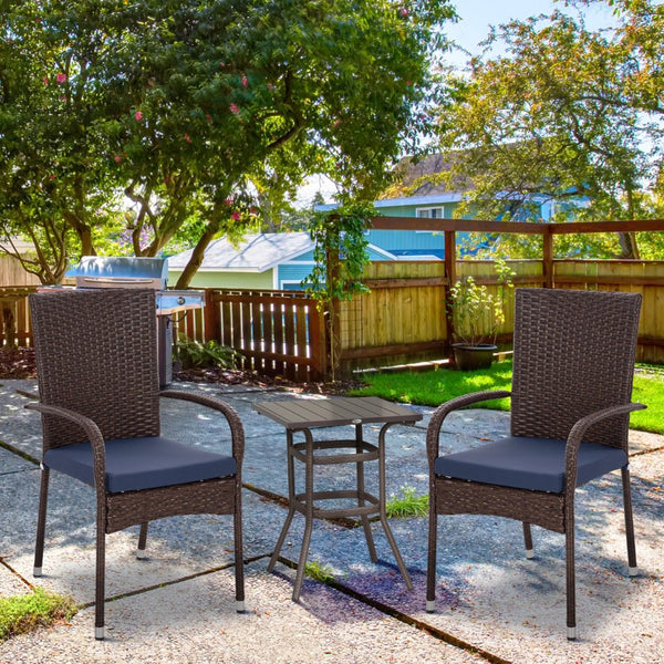 English Elm Outsunny Stackable Pe Rattan Outdoor Dining Chairs, Set Of 2 With Cushions For Stylish Patios W2225P200715-GIGA