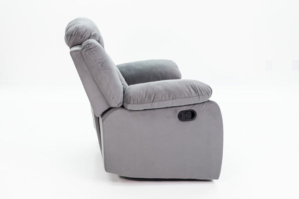 English Elm Single Velvet Manual Recliner with Channel Tufting for Cozy Living Room Lounging B089P240505