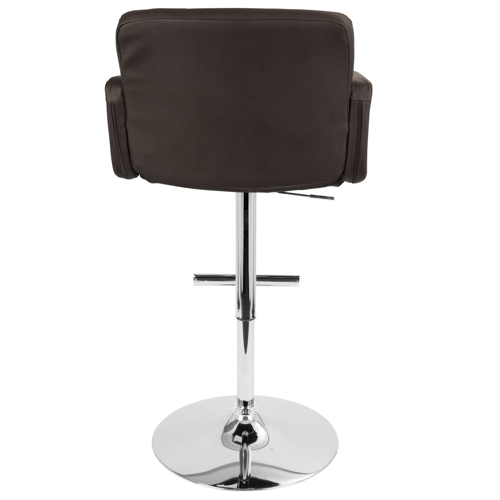 English Elm Stout Contemporary Adjustable Barstool with Swivel, Padded High Back & Armrests, Chrome BaseComfort Black B202P222342