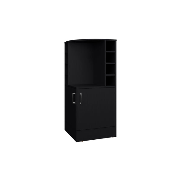 English Elm FM Corner Bar Cabinet with 8-Bottle Rack, Open Display Shelves and Hidden Storage for Home Entertaining Black 47.2 L x 23.2 W x 4.7 H B128P269881