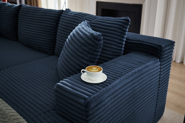 English Elm L-Shaped Cloud Sectional Sofa - Deep Seat Comfort, No Assembly, Modular Sleeper For Any Space, Blue W2339P294927