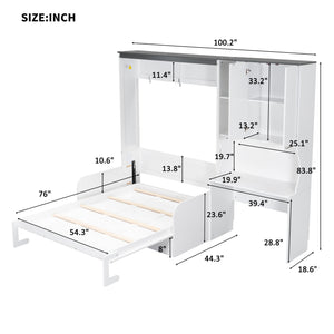 English Elm Multi-Functional Murphy Bed With Sofa, Desk & Storage – Stylish Space-Saving Design For Modern Living N7090000605K