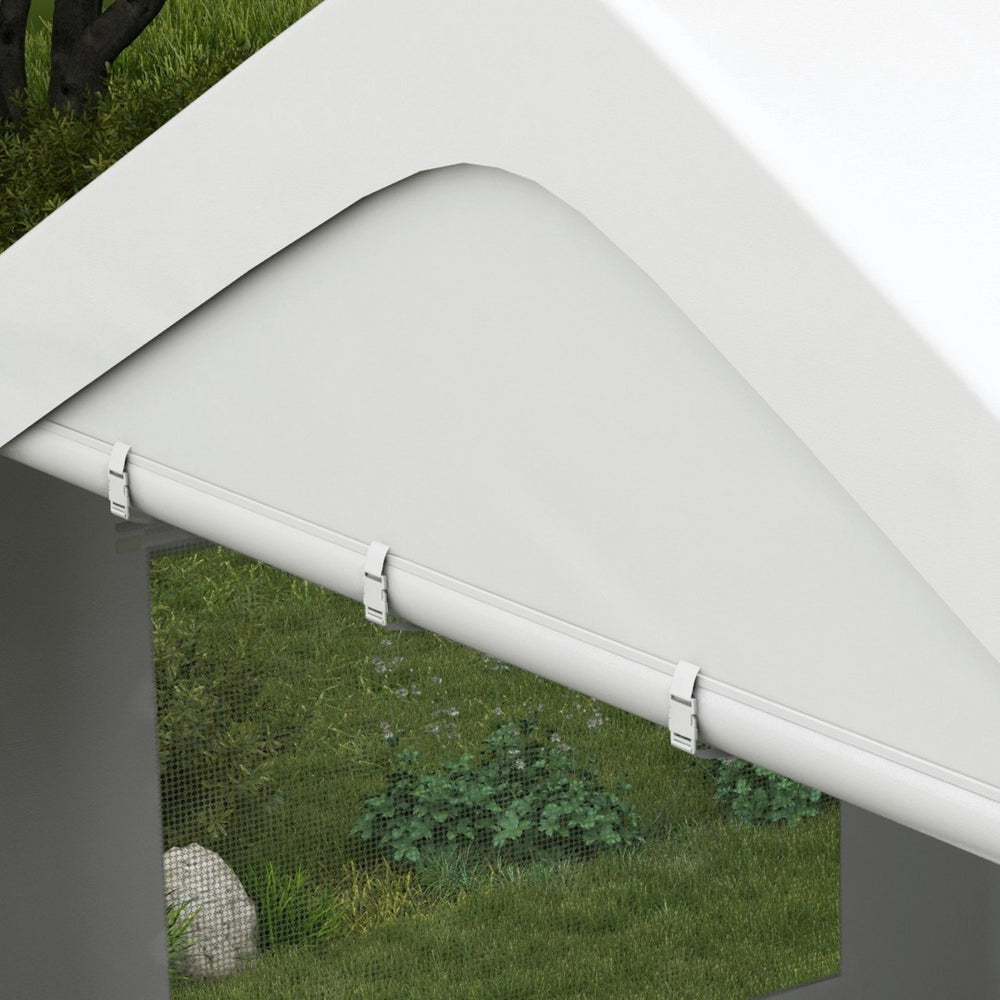 English Elm Outsunny 10x20 Portable Carport Galvanized Steel Frame Upf30 Cover Roll-up Doors W2225P217043