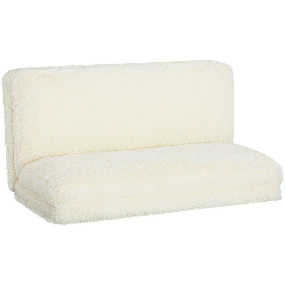 English Elm Homcom Plush Faux Fur Folding Floor Sofa Foam Filled Lounger for Bedroom Living Room W2225P485596