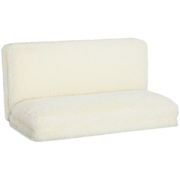 English Elm Homcom Plush Faux Fur Folding Floor Sofa Foam Filled Lounger for Bedroom Living Room W2225P485596