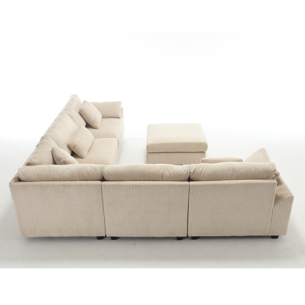 English Elm {New Arrival} Oversized Modular Sectional Sofa In Beige Corduroy - Customizable Comfort For Living Rooms W2325S00013-GIGA
