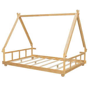 English Elm Twin Cabin Bed with Detachable Tent Skylight and Woodland Deer Antler Accents White N708P356717K