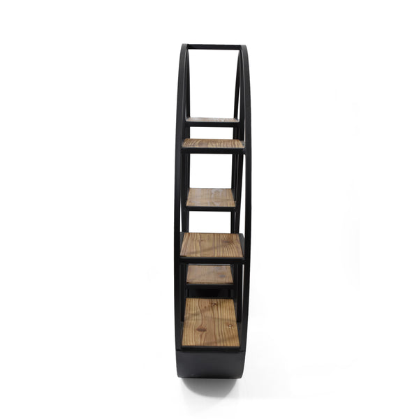 English Elm Christopher Knight Home® - Metal Wall Shelf with wood and iron frame — decorative floating shelving unit for living room decor, bedroom organizer, hallway centerpiece, rustic modern storage Black 63812.00