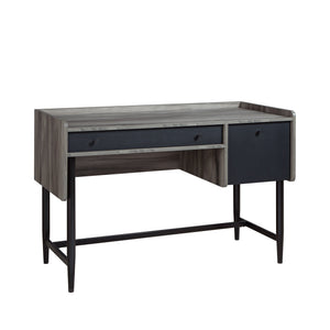 English Elm Desk, Gray finish - Modern Engineered Wood Office Desk with Smooth-Glide Pencil & File Drawers, Compact Durable Design B356P367870