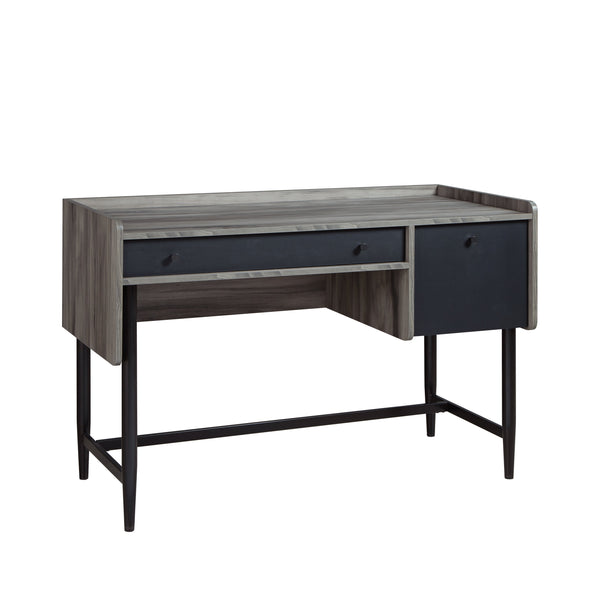 English Elm Desk, Gray finish - Modern Engineered Wood Office Desk with Smooth-Glide Pencil & File Drawers, Compact Durable Design B356P367870