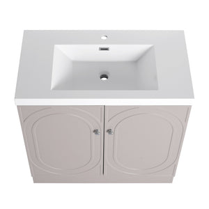 English Elm 36" Freestanding Bathroom Vanity with Resin Sink, Soft-Close Doors, Adjustable Shelf & 3 Handles W999S00336
