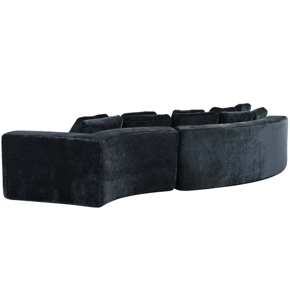 English Elm U_Style Pure Foam Modular Sofa 115.7" Curved 4-Seater with Chenille Jacquard Fabric, Plush Comfort Navy Blue WY000451AAV