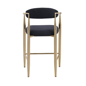 English Elm Modern Boucle Bar Stools Set of 2 — Upholstered Counter Chairs with Toothpick Iron Frame & Gold Accent, Luxe Comfort Black+Gold W1567P209545