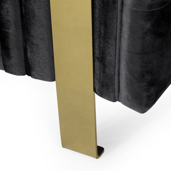 English Elm Christopher Knight Home® - Mirod Modern 3-Seat Sofa with Tufted Back and Arms, Polyester Upholstery, Foam & Pocket Spring Comfort Black 69439.00BLK