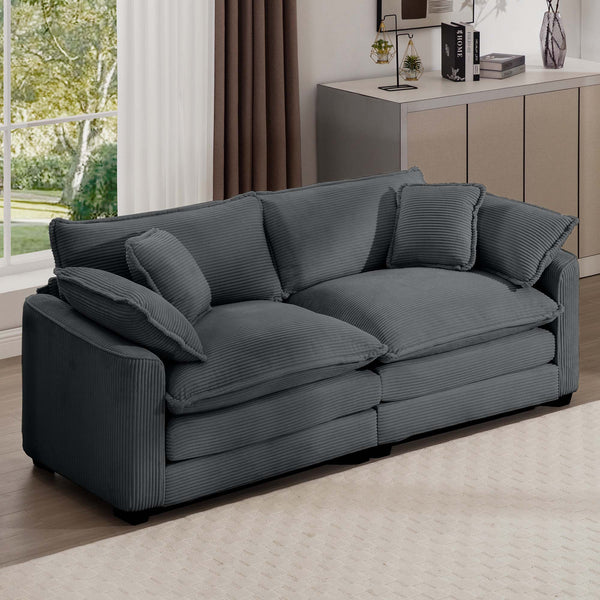 English Elm Modern Corduroy Loveseat With 4 Pillows – Deep Seating, Stylish Comfort For Living Room & More! W714S00828