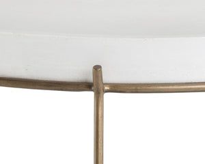 Sunpan REMY Coffee Table - Modern Industrial Design with Antique Brass Frame and White Concrete Top 103331