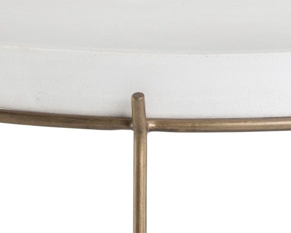 Sunpan REMY Coffee Table - Modern Industrial Design with Antique Brass Frame and White Concrete Top 103331
