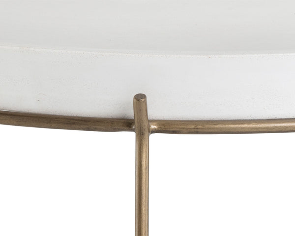 Sunpan Remy Coffee Table - Elegant Steel Frame with Unique Concrete Top for Chic Indoor & Outdoor Spaces Antique Brass / White