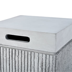 English Elm U_style Outdoor Mgo Propane Tank Cover Table Fluted Stone Finish Patio Side Accent Gray N711P410564E