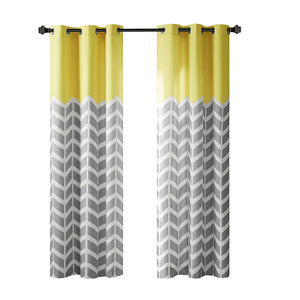 JLA Home Intelligent Design - Chevron Modern Chevron Room-Darkening Grommet Curtains — Bold Print, Noise Reduction, Easy Care Yellow ID40-553