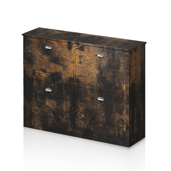 English Elm Shoe Cabinet Slim Flip-Top Rack with 4 Adjustable Drawers, Anti-Tip Entryway Organizer, Compact Vintage W2386P308733