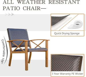 English Elm Patio 3 Piece Bistro Set Pe Wicker Aluminum Frame Outdoor Conversation with Cushions W1859P430252
