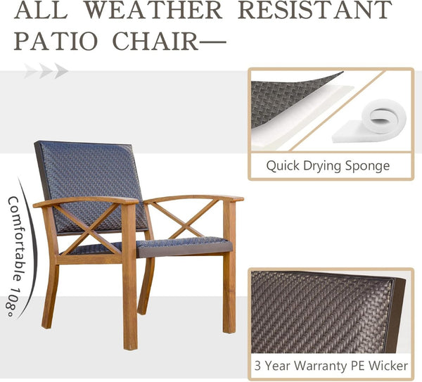 English Elm Patio 3 Piece Bistro Set Pe Wicker Aluminum Frame Outdoor Conversation with Cushions W1859P430252