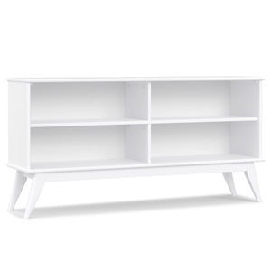 English Elm Draper Mid Century Low Bookcase with Solid Wood Craftsmanship, Tapered Legs & Four Open Shelves for Stylish Storage and Display White B136P238614
