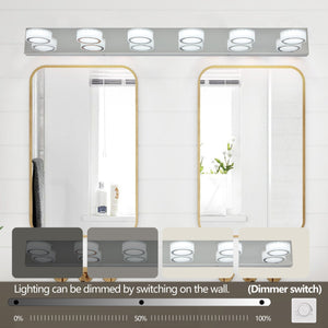 English Elm 45" Modern 6-Light Led Vanity Light – Sleek Chrome Fixture For Bright, Elegant Bathroom Illumination W2312P374892