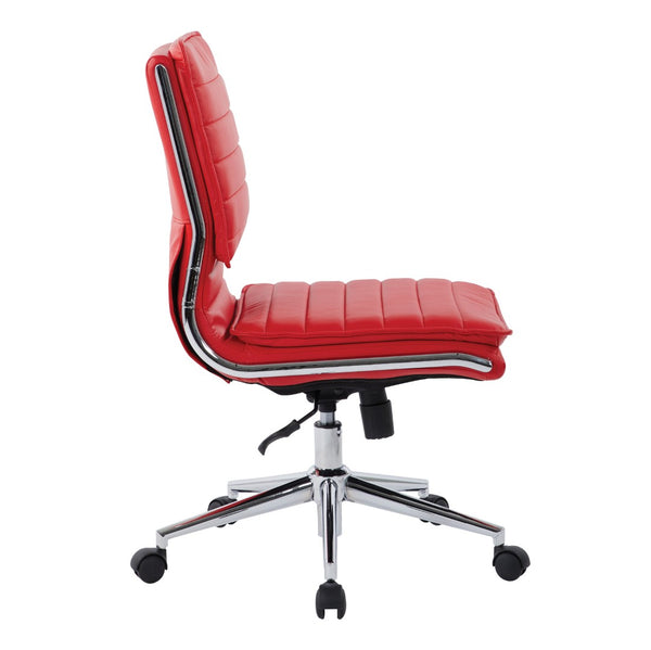 OSP Home Furnishings Armless Mid-back Faux Leather Office Chair with Lumbar Support and Chrome Base Red SPX23592C-U9