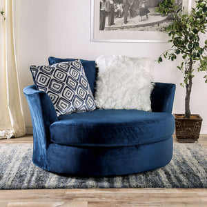 English Elm Transitional High Back Stripe Chair with Rolled Arms for Coastal Comfort and Supportive Seating Appeal Navy 58 L x 58 W x 31 H B2741P378474