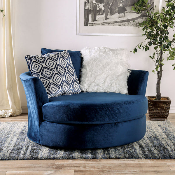 English Elm Transitional High Back Stripe Chair with Rolled Arms for Coastal Comfort and Supportive Seating Appeal Navy 58 L x 58 W x 31 H B2741P378474