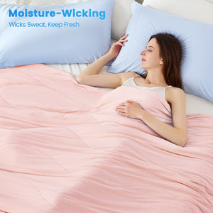 English Elm 1-piece Queen Cooling Comforter Nylon Spandex Shell Wave Quilted Breathable Lightweight Fill Pink B035P408417
