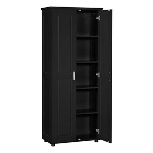English Elm Storage Compact Two-Door Cabinet with Adjustable Shelf, Anti-Tip Safety, MDF Durability for Home Organizing Black WF323346AAB