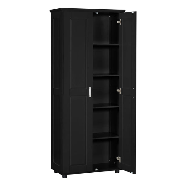 English Elm Storage Compact Two-Door Cabinet with Adjustable Shelf, Anti-Tip Safety, MDF Durability for Home Organizing Black WF323346AAB