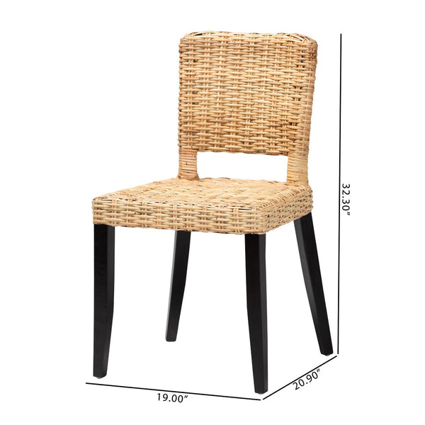 English Elm Modern Seagrass Woven Acacia Wood Dining Chair Set Bohemian Organic Style B2750P467686