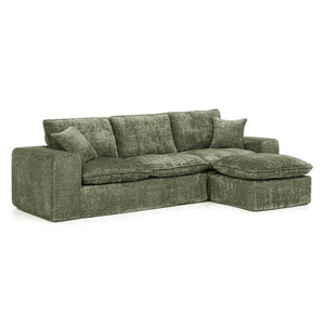 English Elm 107'' Boucle L-shaped Sectional with Reversible Chaise Deep Foam Seat Living Room Green W1413S00168