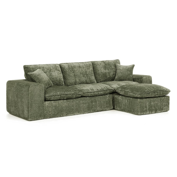 English Elm 107'' Boucle L-shaped Sectional with Reversible Chaise Deep Foam Seat Living Room Green W1413S00168