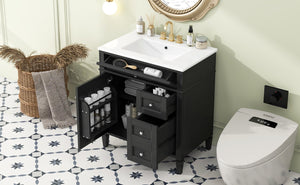 English Elm 30'' Modern Bathroom Vanity With Ceramic Sink, 2 Drawers & Tip-Out Storage For Stylish Organization N710P250194B