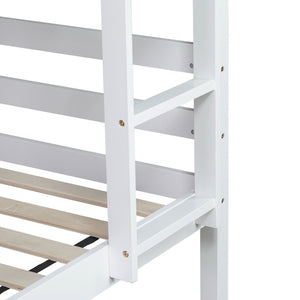 English Elm Twin Over Twin Bunk Bed With Integrated Shelves, Safety Guardrails & Convertible Design, White Finish W504S00214-GIGA