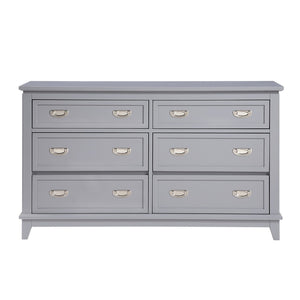 English Elm Gray Lacquer Six Drawer Dresser with Dovetail Wood Construction for Modern Bedrooms Gray B011P463881